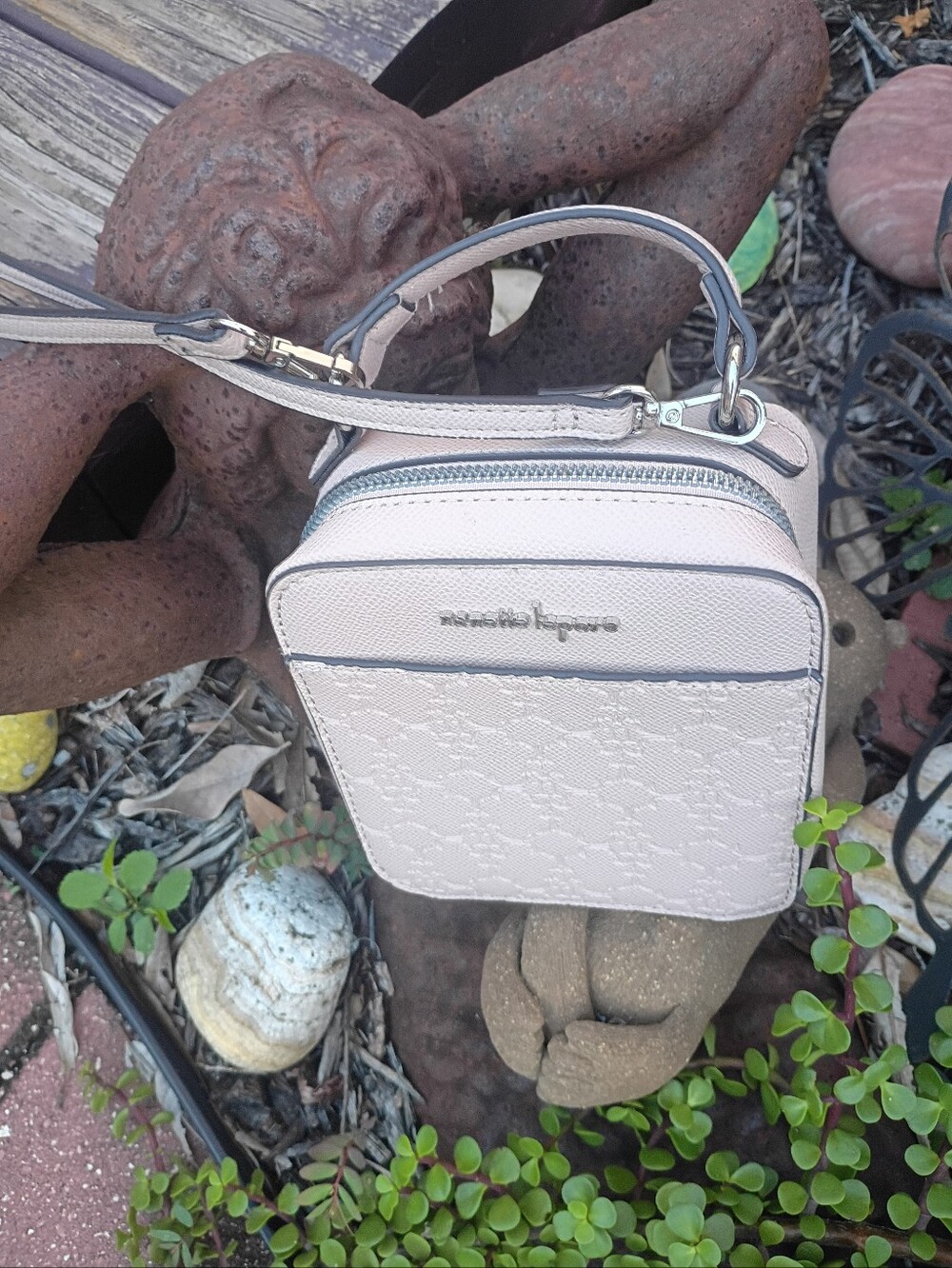 Nanette Lepore Pale Pink Textured Mini Crossbody Satchel 6.5x6 Inches Pink Tone